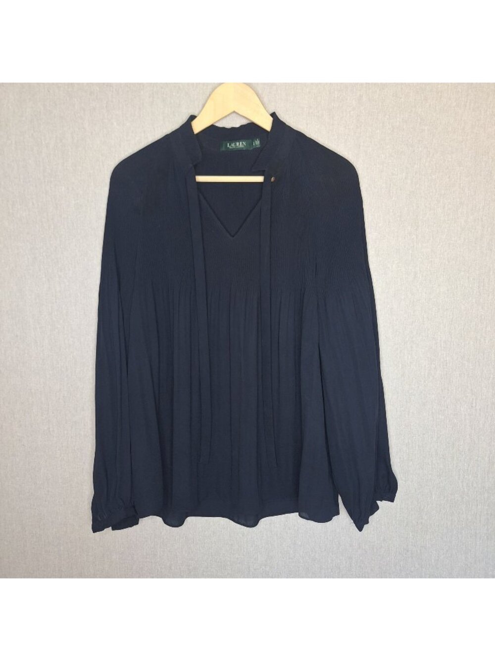 💙 Ralph Lauren Navy Oversized Flowy Blouse Size L/XL Lightweight Preppy Comfy